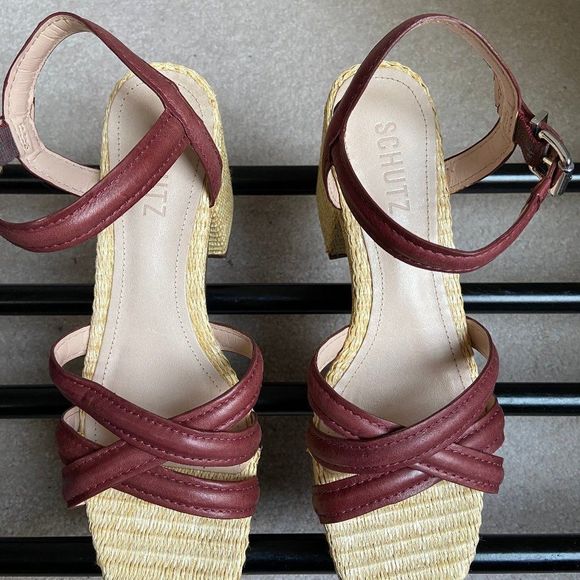 SCHUTZ Women Keefa Raffia Block Heel Sandals - NEW NWOB - Picture 2 of 7